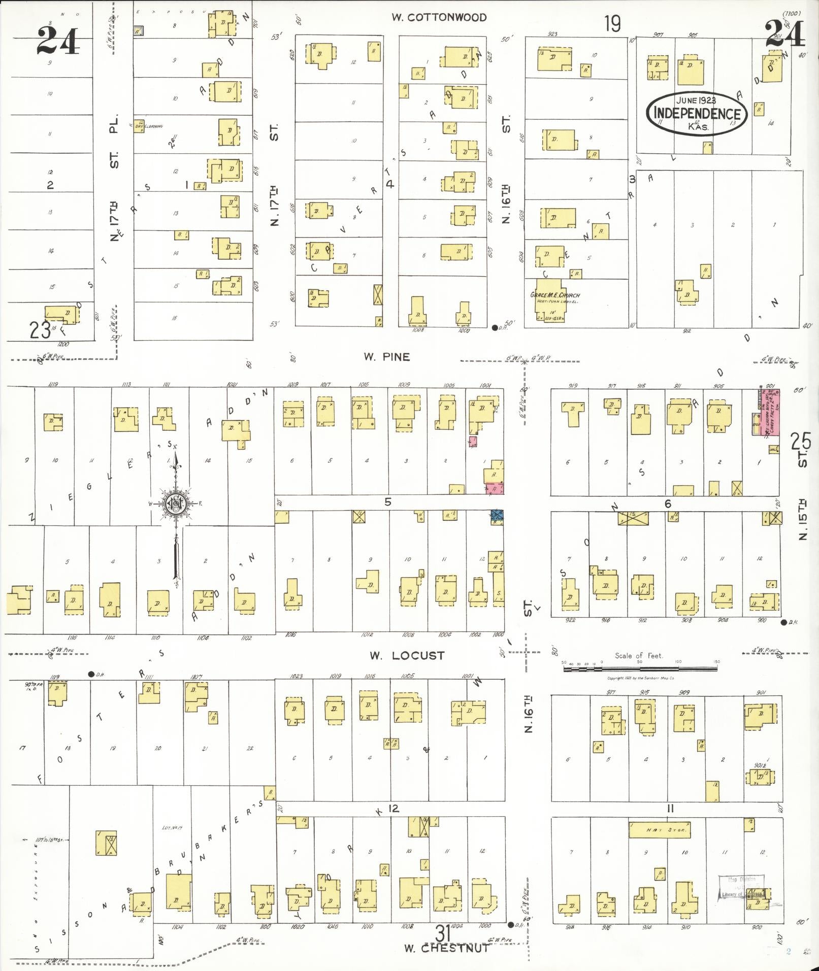 Sanborn Fire Insurance Map from Independence, Montgomery County, Kansas (1923), Sheet #0025 - Historic Sanborn Fire Insurance Map Print, vintage old map wall art, antique decor, genealogy gift, Kansas Kansas map