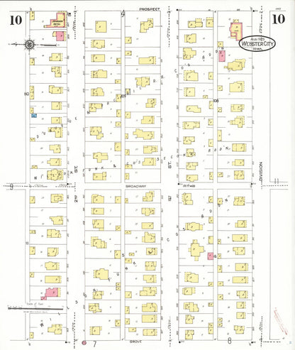 Sanborn Fire Insurance Map from Webster City, Hamilton County, Iowa (1923), Sheet #0010 - Historic Sanborn Fire Insurance Map Print