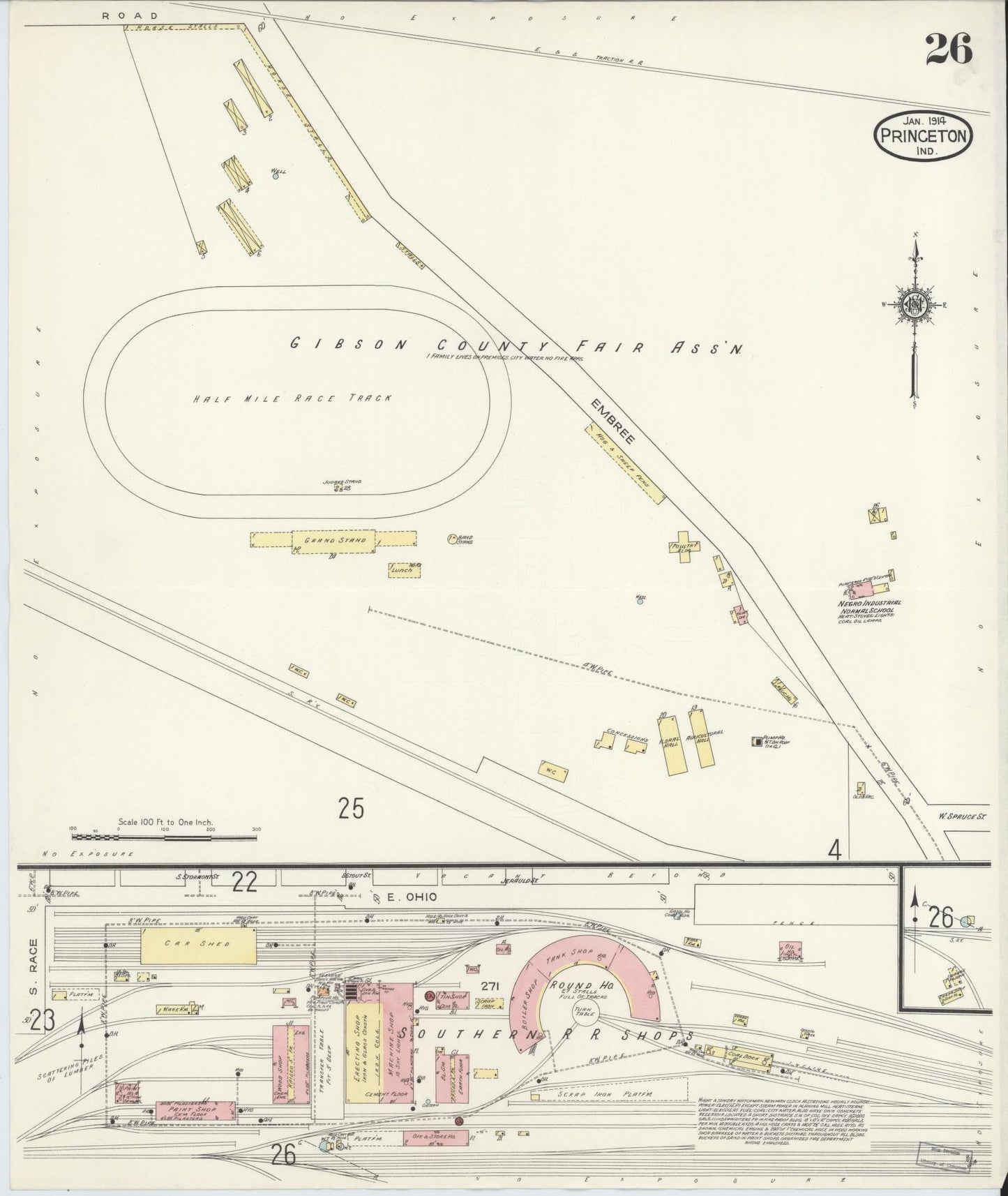 Sanborn Fire Insurance Map from Princeton, Gibson County, Indiana (1914), Sheet #0026 - Complete Map Set gallery image, historic Sanborn map, vintage wall art, Indiana Indiana