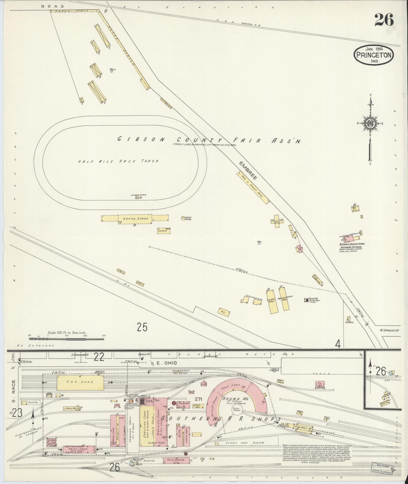 Sanborn Fire Insurance Map from Princeton, Gibson County, Indiana (1914), Sheet #0026 - Complete Map Set gallery image, historic Sanborn map, vintage wall art, Indiana Indiana