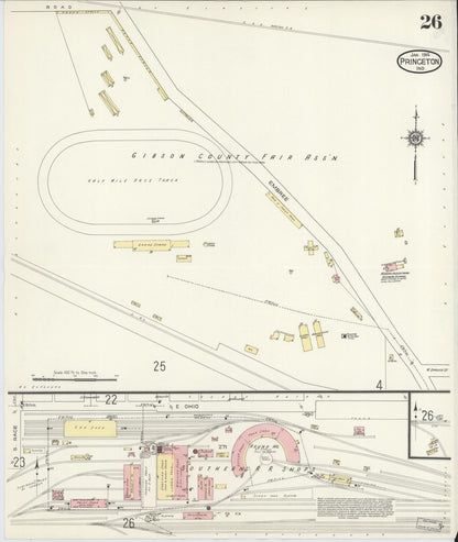 Sanborn Fire Insurance Map from Princeton, Gibson County, Indiana (1914), Sheet #0026 - Complete Map Set gallery image, historic Sanborn map, vintage wall art, Indiana Indiana