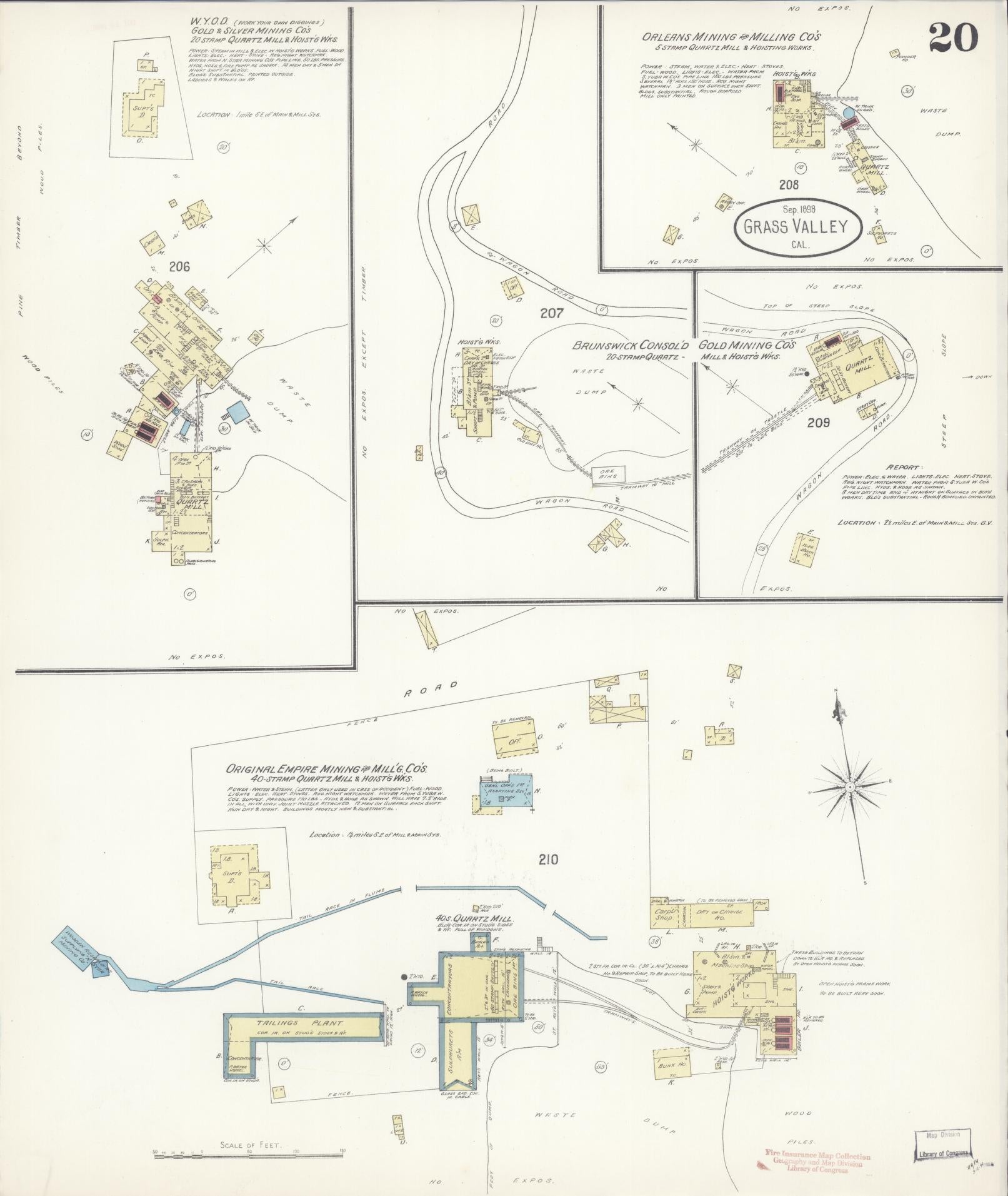 Sanborn Fire Insurance Map from Grass Valley, Nevada County, California (1898), Sheet #0020 - Historic Sanborn Fire Insurance Map Print, vintage old map wall art, antique decor, genealogy gift, California California map