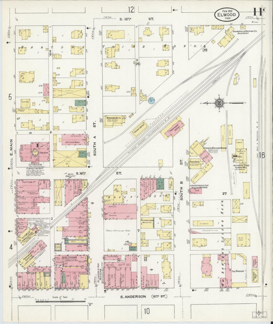 Sanborn Fire Insurance Map from Elwood, Madison County, Indiana (1910), Sheet #0011 - Historic Sanborn Fire Insurance Map Print, vintage old map wall art, antique decor, genealogy gift, Indiana Indiana map