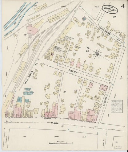 Sanborn Fire Insurance Map from Danbury, Fairfield County, Connecticut (1884), Sheet #0004 - Complete Map Set gallery image, historic Sanborn map, vintage wall art, Connecticut Connecticut