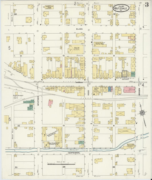 Sanborn Fire Insurance Map from Houtzdale, Clearfield County, Pennsylvania (1910), Sheet #0003 - Historic Sanborn Fire Insurance Map Print, vintage old map wall art, antique decor, genealogy gift, Pennsylvania Pennsylvania map