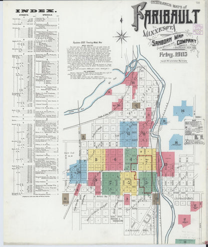 Sanborn Fire Insurance Map from Faribault, Rice County, Minnesota (1905), Sheet #0001 - Complete Map Set gallery image, historic Sanborn map, vintage wall art, Minnesota Minnesota