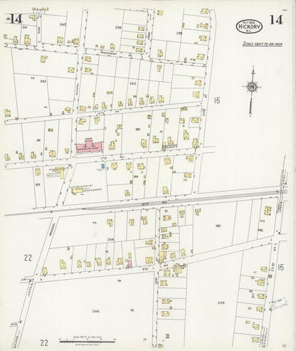 Sanborn Fire Insurance Map from Hickory, Catawba County, North Carolina (1925), Sheet #0014 - Complete Map Set gallery image, historic Sanborn map, vintage wall art, North Carolina North Carolina