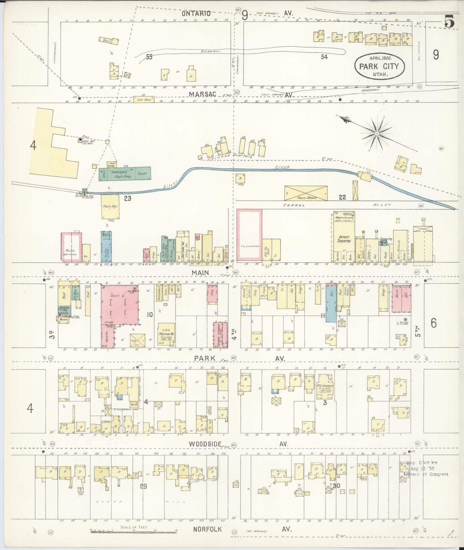Sanborn Fire Insurance Map from Park City, Summit County, Utah (1900), Sheet #0005 - Complete Map Set gallery image, historic Sanborn map, vintage wall art, Utah Utah