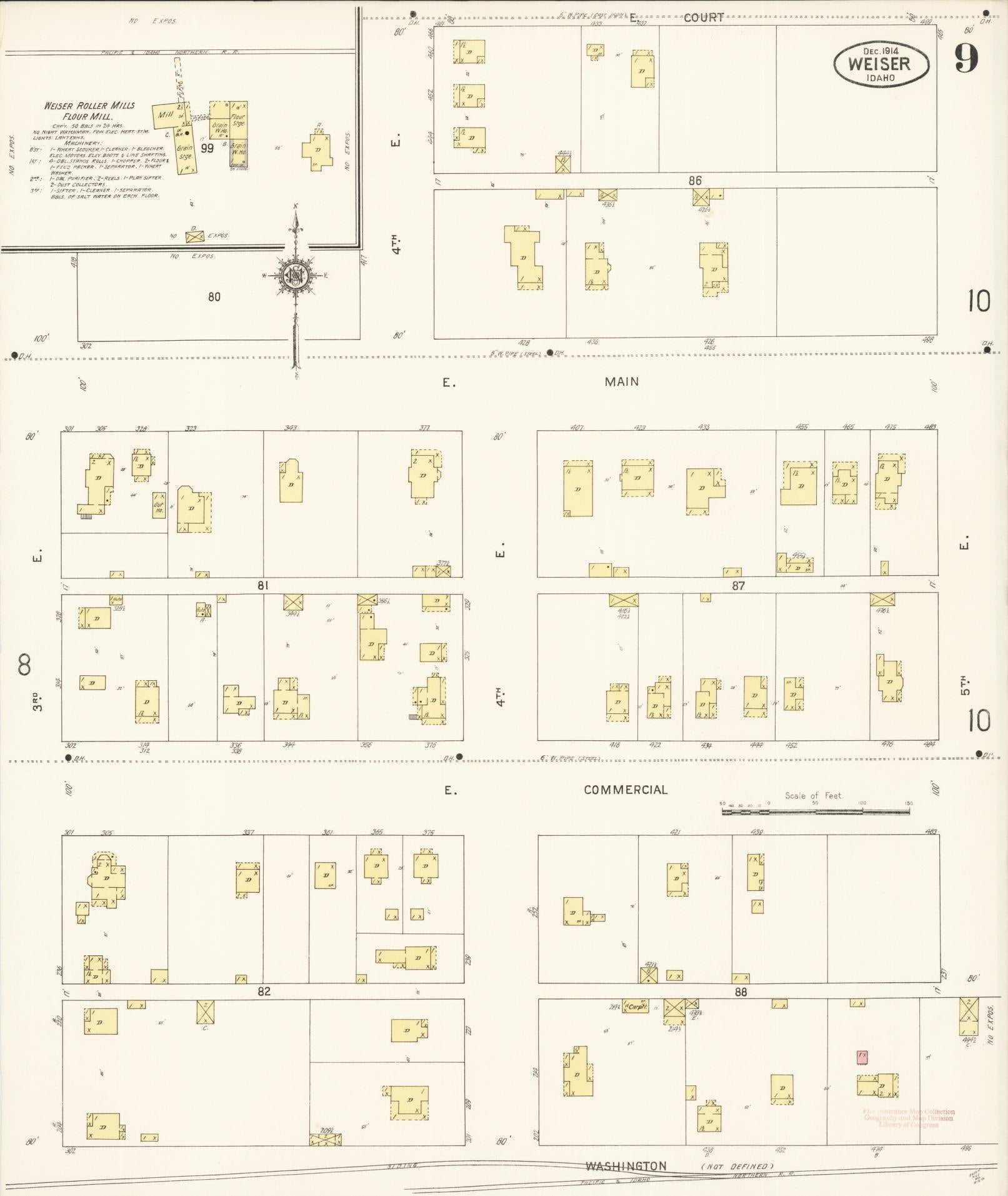 Sanborn Fire Insurance Map from Weiser, Washington County, Idaho (1914), Sheet #0009 - Complete Map Set gallery image, historic Sanborn map, vintage wall art, Idaho Idaho