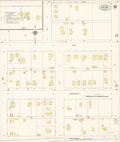 Sanborn Fire Insurance Map from Weiser, Washington County, Idaho (1914), Sheet #0009 - Complete Map Set gallery image, historic Sanborn map, vintage wall art, Idaho Idaho