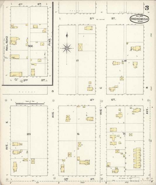 Sanborn Fire Insurance Map from Snohomish, Snohomish County, Washington (1892), Sheet #0003 - Historic Sanborn Fire Insurance Map Print, vintage old map wall art, antique decor, genealogy gift, Washington Washington map