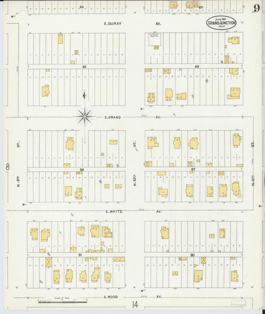 Sanborn Fire Insurance Map from Grand Junction, Mesa County, Colorado (1904), Sheet #0009 - Historic Sanborn Fire Insurance Map Print, vintage old map wall art, antique decor, genealogy gift, Colorado Colorado map