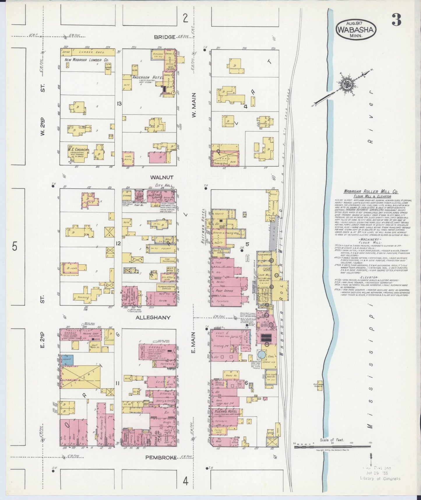 Sanborn Fire Insurance Map from Wabasha, Wabasha County, Minnesota (1917), Sheet #0003 - Complete Map Set gallery image, historic Sanborn map, vintage wall art, Minnesota Minnesota