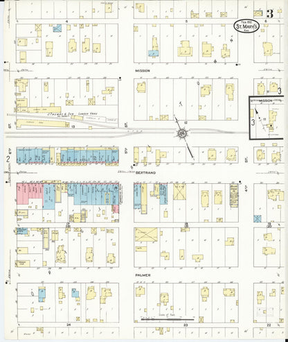 Sanborn Fire Insurance Map from Saint Marys, Pottawatomie County, Kansas (1912), Sheet #0003 - Complete Map Set gallery image, historic Sanborn map, vintage wall art, Kansas Kansas