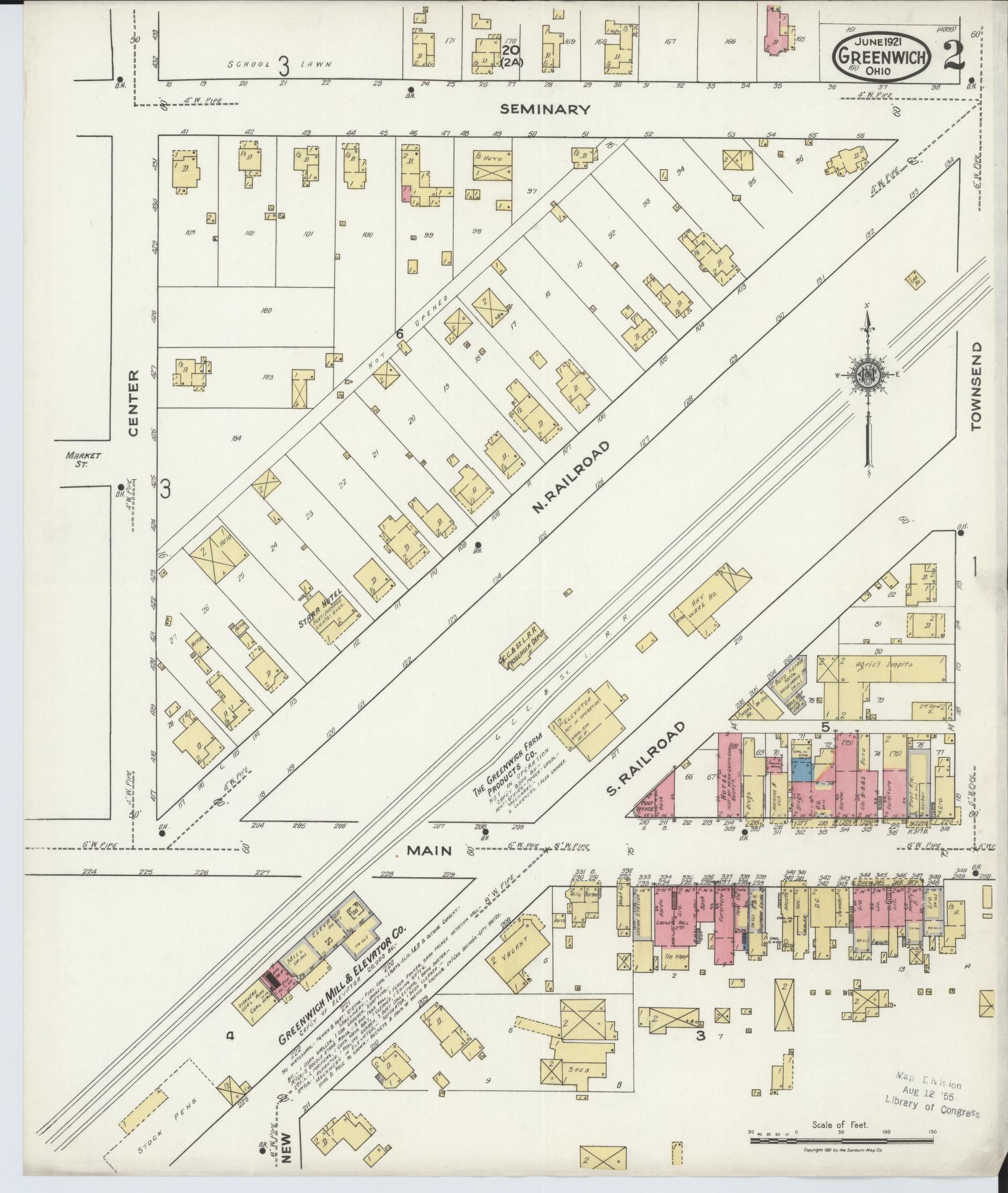 Sanborn Fire Insurance Map from Greenwich, Huron County, Ohio (1921), Sheet #0002 - Complete Map Set gallery image, historic Sanborn map, vintage wall art, Ohio Ohio