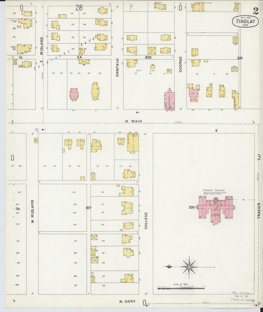 Sanborn Fire Insurance Map from Findlay, Hancock County, Ohio (1901), Sheet #0002 - Historic Sanborn Fire Insurance Map Print, vintage old map wall art, antique decor, genealogy gift, Ohio Ohio map