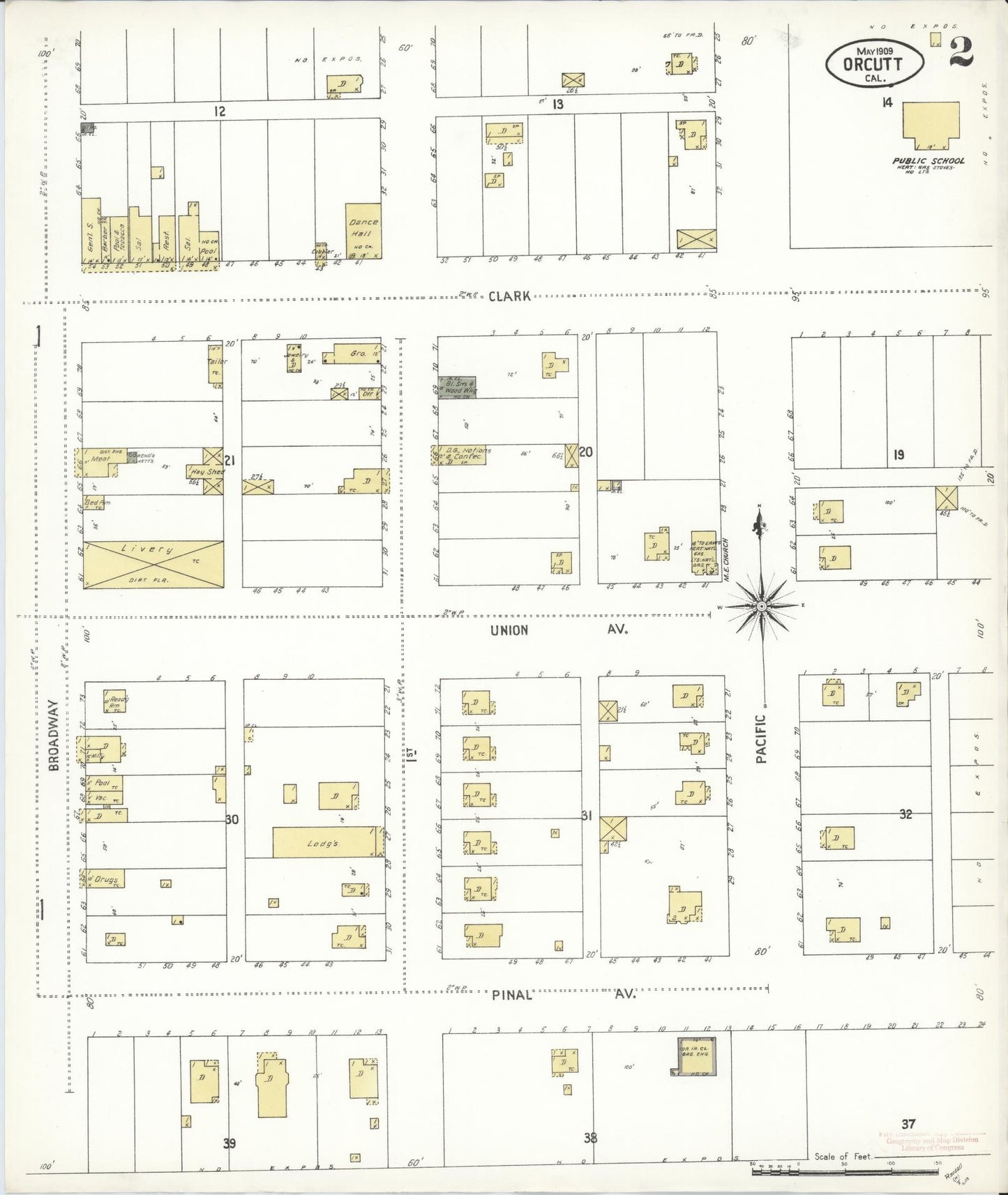Sanborn Fire Insurance Map from Orcutt, Santa Barbara County, California (1909), Sheet #0002 - Complete Map Set gallery image, historic Sanborn map, vintage wall art, California California