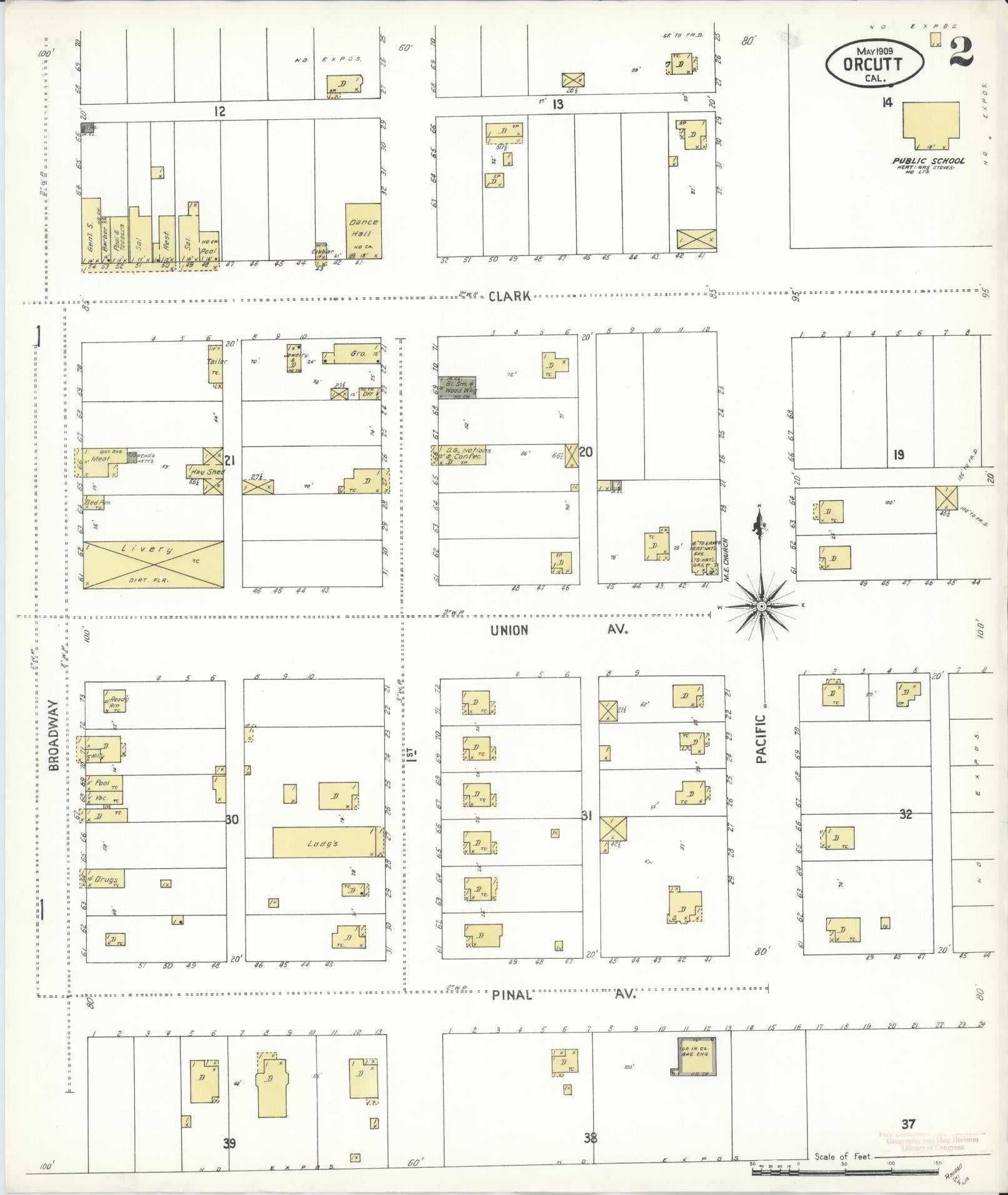 Sanborn Fire Insurance Map from Orcutt, Santa Barbara County, California (1909), Sheet #0002 - Complete Map Set gallery image, historic Sanborn map, vintage wall art, California California