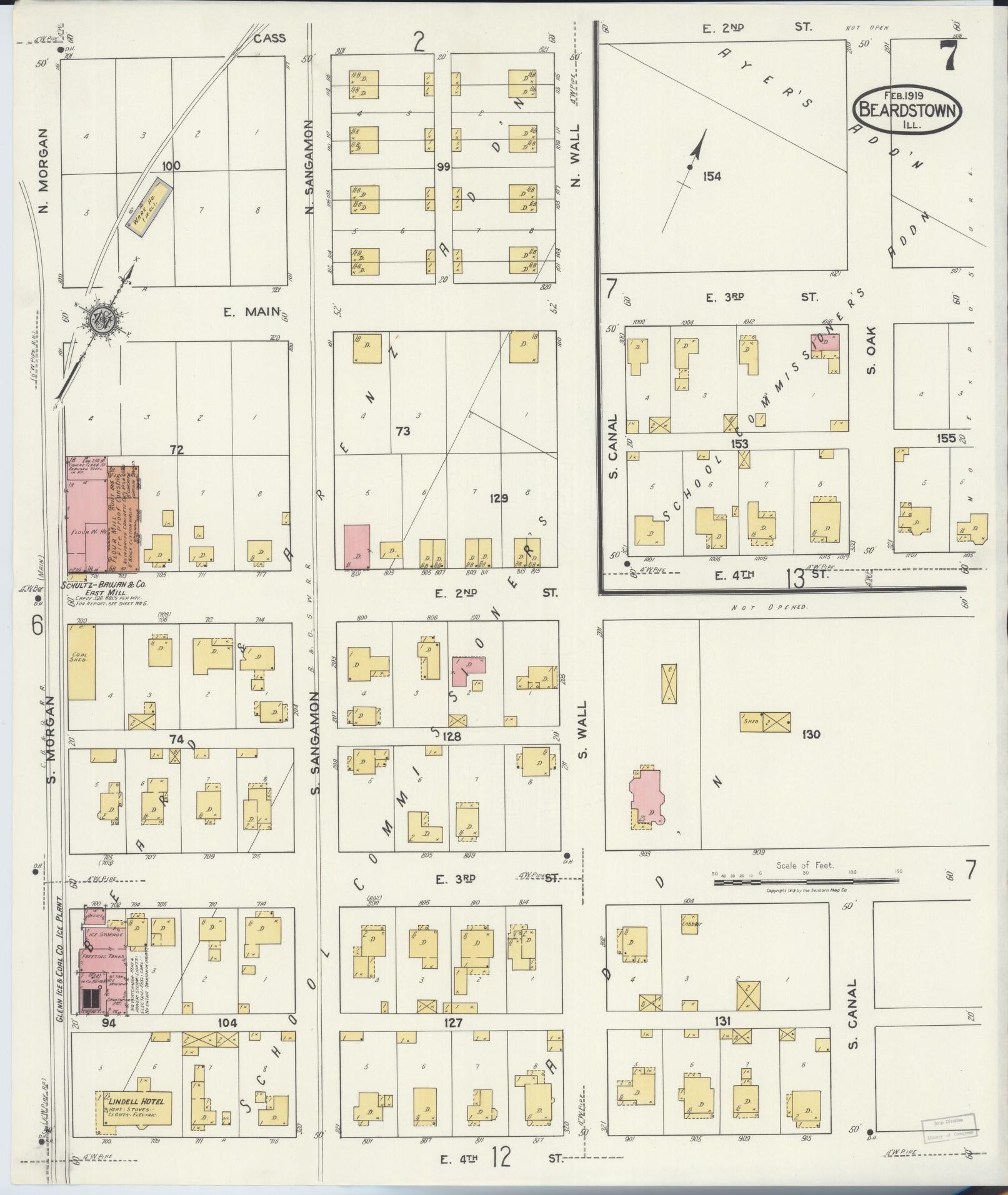 Sanborn Fire Insurance Map from Beardstown, Cass County, Illinois (1919), Sheet #0007 - Complete Map Set gallery image, historic Sanborn map, vintage wall art, Illinois Illinois