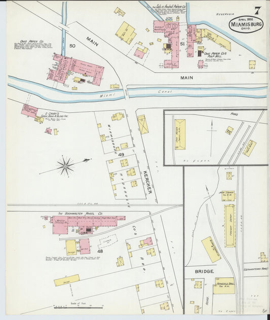 Sanborn Fire Insurance Map from Miamisburg, Montgomery County, Ohio (1892), Sheet #0007 - Historic Sanborn Fire Insurance Map Print, vintage old map wall art, antique decor, genealogy gift, Ohio Ohio map