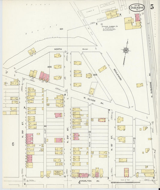 Sanborn Fire Insurance Map from Duquesne, Allegheny County, Pennsylvania (1911), Sheet #0005 - Historic Sanborn Fire Insurance Map Print, vintage old map wall art, antique decor, genealogy gift, Pennsylvania Pennsylvania map