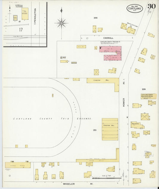 Sanborn Fire Insurance Map from Cortland, Cortland County, New York (1908), Sheet #0030 - Historic Sanborn Fire Insurance Map Print, vintage old map wall art, antique decor, genealogy gift, New York New York map