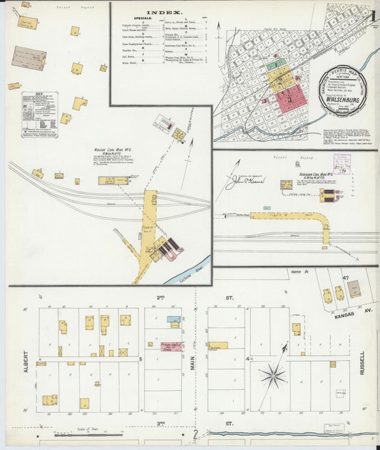 Sanborn Fire Insurance Map from Walsenburg, Huerfano County, Colorado (1901), Sheet #0001 - Complete Map Set gallery image, historic Sanborn map, vintage wall art, Colorado Colorado