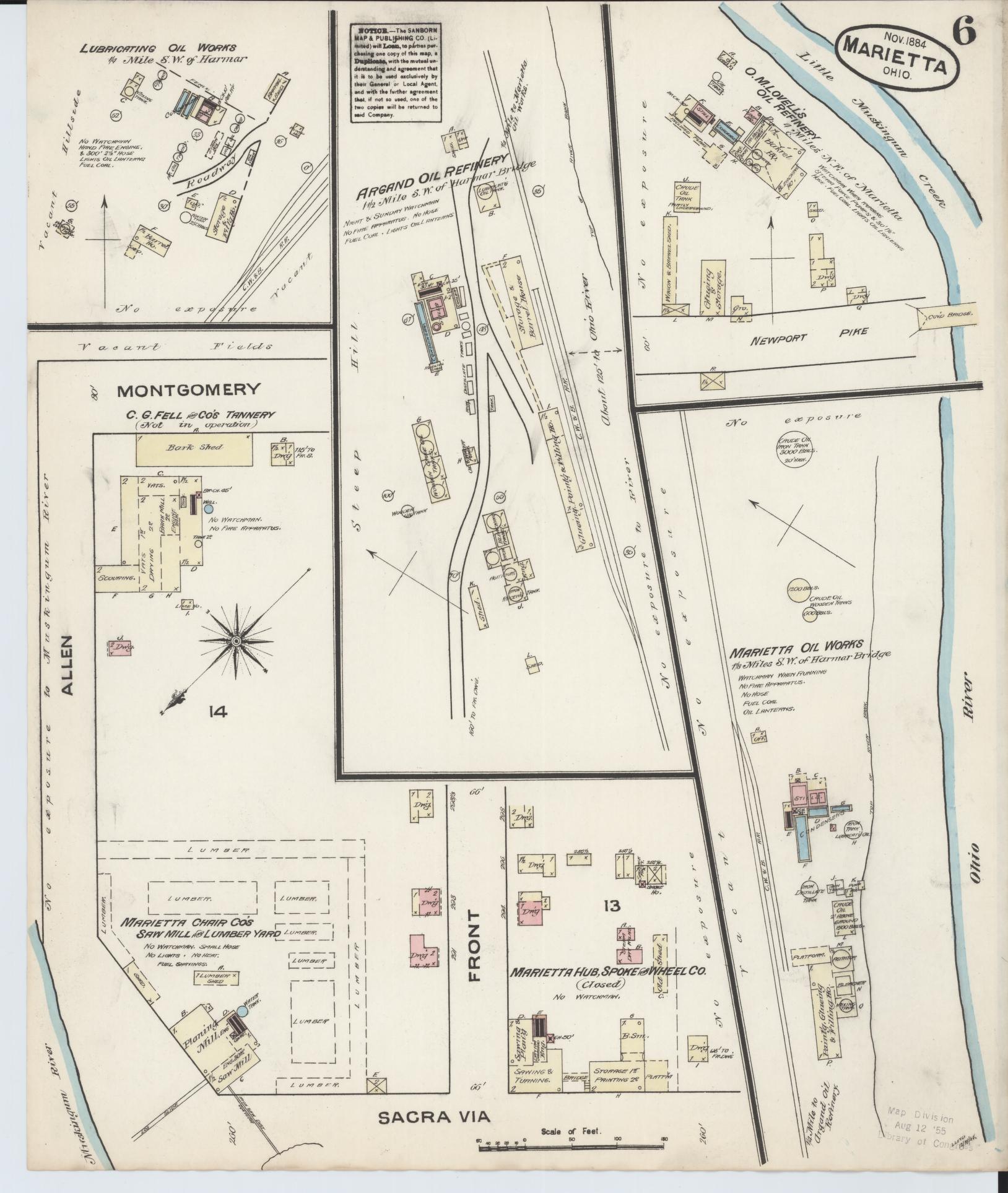 Sanborn Fire Insurance Map from Marietta, Washington County, Ohio (1884), Sheet #0006 - Historic Sanborn Fire Insurance Map Print, vintage old map wall art, antique decor, genealogy gift, Ohio Ohio map