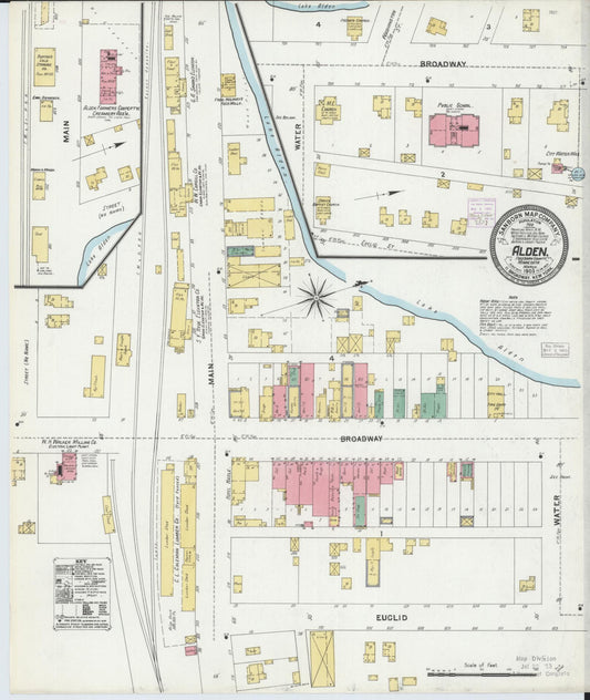 Sanborn Fire Insurance Map from Alden, Freeborn County, Minnesota (1905), Sheet #0001 - Historic Sanborn Fire Insurance Map Print, vintage old map wall art, antique decor, genealogy gift, Minnesota Minnesota map