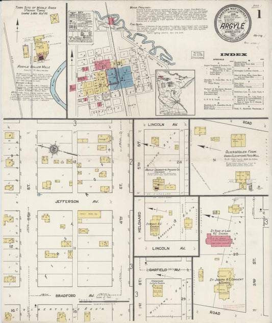 Sanborn Fire Insurance Map from Argyle, Marshall County, Minnesota. (1922) – Map View