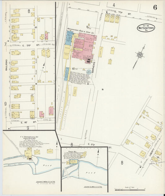Sanborn Fire Insurance Map from Watsontown, Northumberland County, Pennsylvania (1912), Sheet #0006 - Historic Sanborn Fire Insurance Map Print, vintage old map wall art, antique decor, genealogy gift, Pennsylvania Pennsylvania map