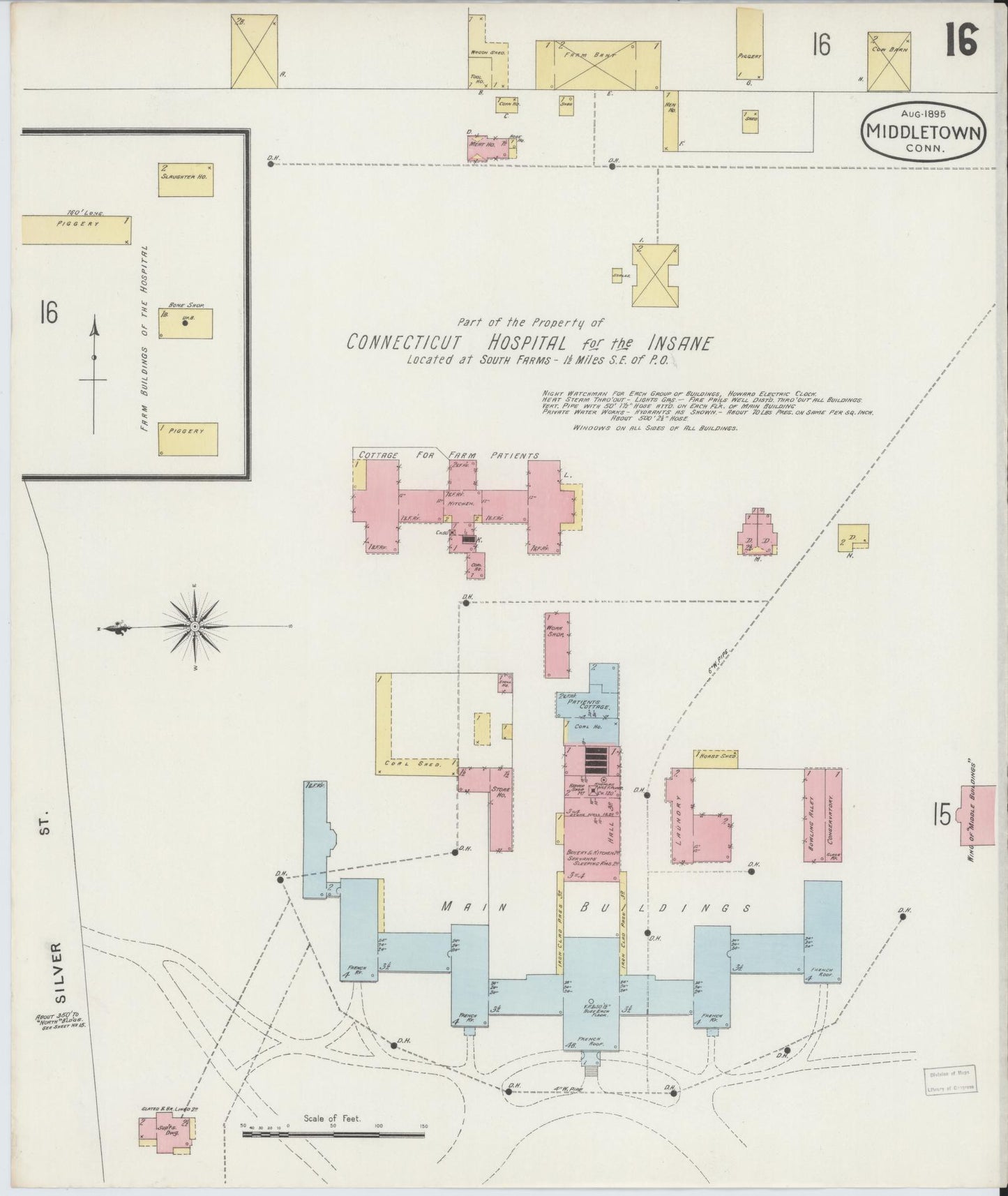 Sanborn Fire Insurance Map from Middletown, Middlesex County, Connecticut (1895), Sheet #0016 - Complete Map Set gallery image, historic Sanborn map, vintage wall art, Connecticut Connecticut