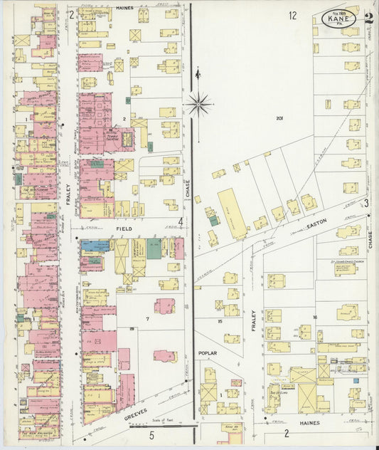 Sanborn Fire Insurance Map from Kane, McKean County, Pennsylvania (1909), Sheet #0002 - Historic Sanborn Fire Insurance Map Print, vintage old map wall art, antique decor, genealogy gift, Pennsylvania Pennsylvania map