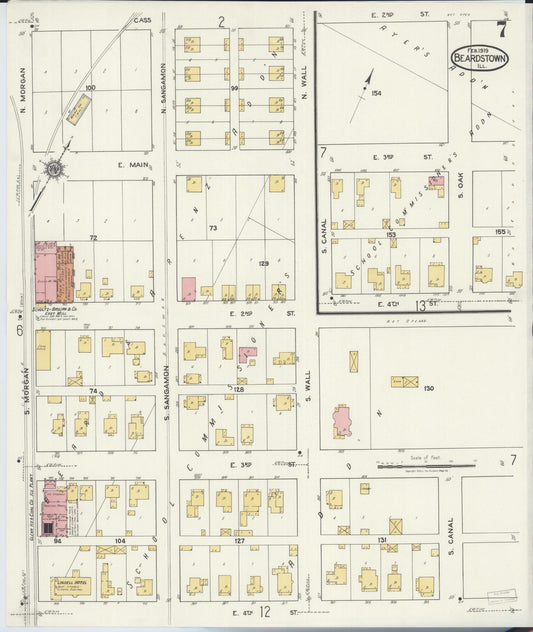 Sanborn Fire Insurance Map from Beardstown, Cass County, Illinois (1919), Sheet #0007 - Historic Sanborn Fire Insurance Map Print, vintage old map wall art, antique decor, genealogy gift, Illinois Illinois map