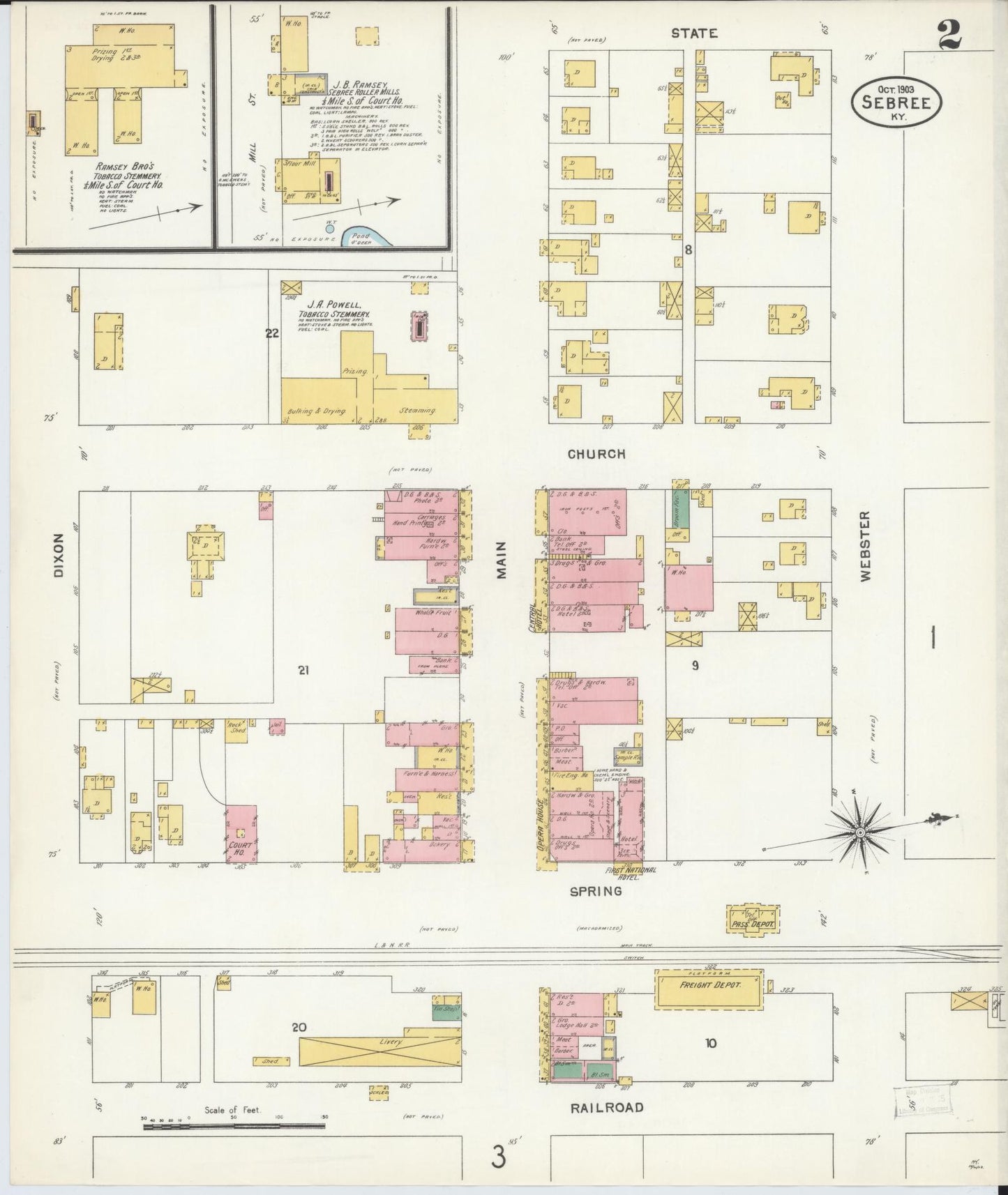 Sanborn Fire Insurance Map from Sebree, Webster County, Kentucky (1903), Sheet #0002 - Complete Map Set gallery image, historic Sanborn map, vintage wall art, Kentucky Kentucky