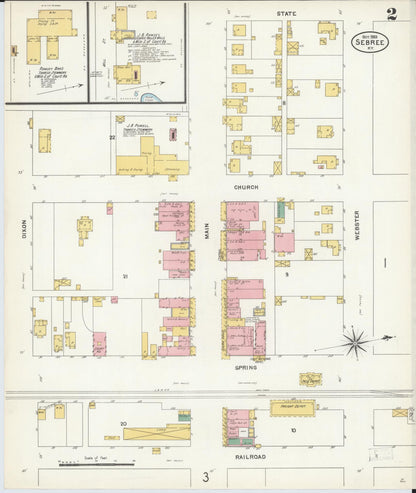 Sanborn Fire Insurance Map from Sebree, Webster County, Kentucky (1903), Sheet #0002 - Complete Map Set gallery image, historic Sanborn map, vintage wall art, Kentucky Kentucky