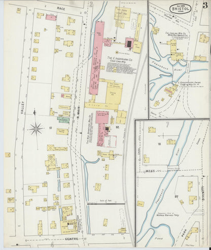 Sanborn Fire Insurance Map from Bristol, Hartford County, Connecticut (1895), Sheet #0003 - Complete Map Set gallery image, historic Sanborn map, vintage wall art, Connecticut Connecticut