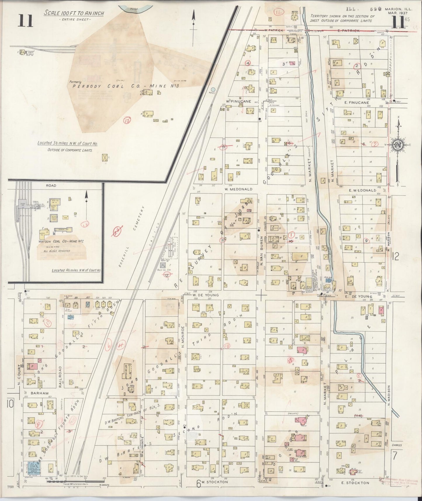 Sanborn Fire Insurance Map from Marion, Williamson County, Illinois (1946), Sheet #0011 - Complete Map Set gallery image, historic Sanborn map, vintage wall art, Illinois Illinois