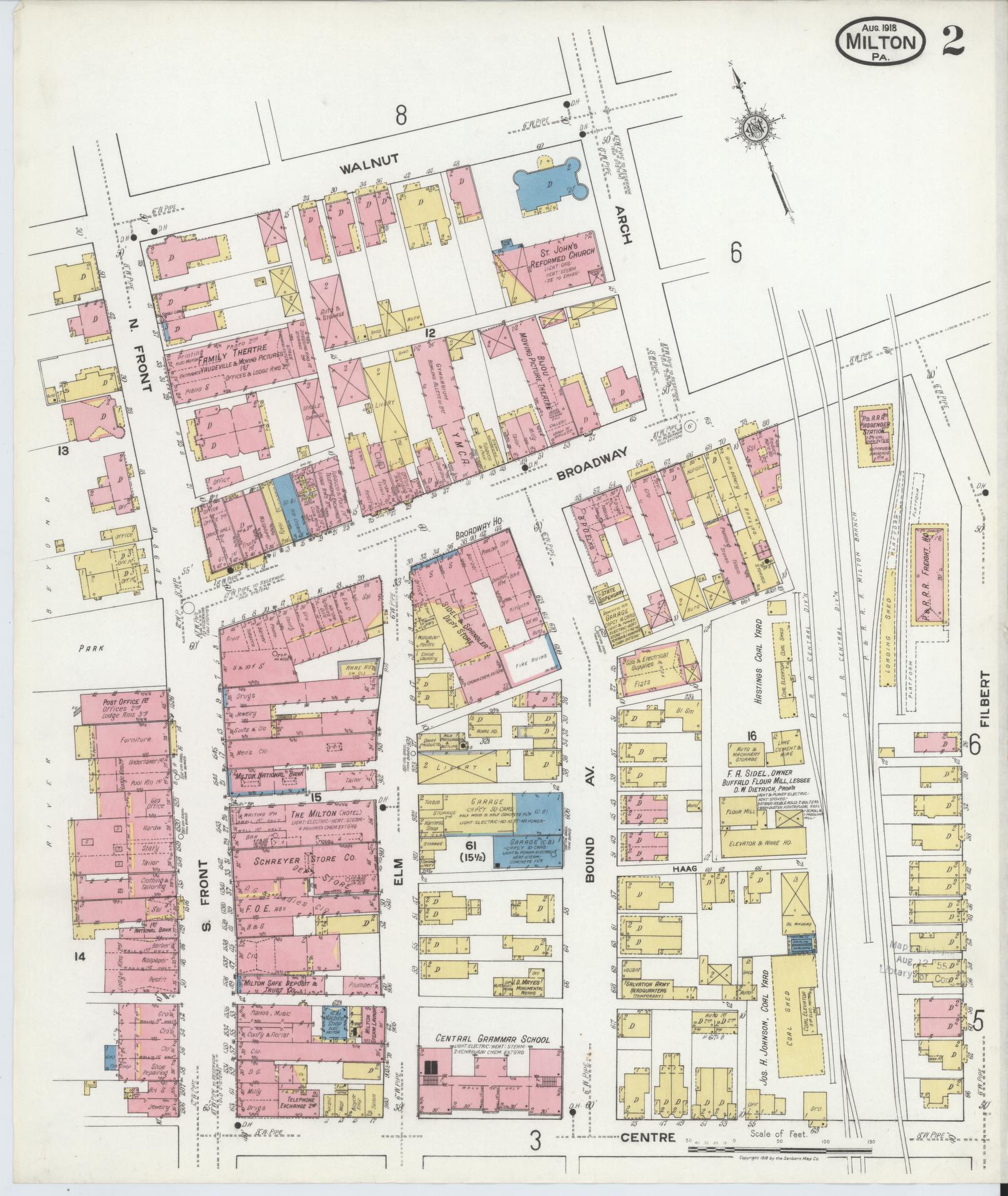 Sanborn Fire Insurance Map from Milton, Northumberland County, Pennsylvania (1918), Sheet #0002 - Complete Map Set gallery image, historic Sanborn map, vintage wall art, Pennsylvania Pennsylvania