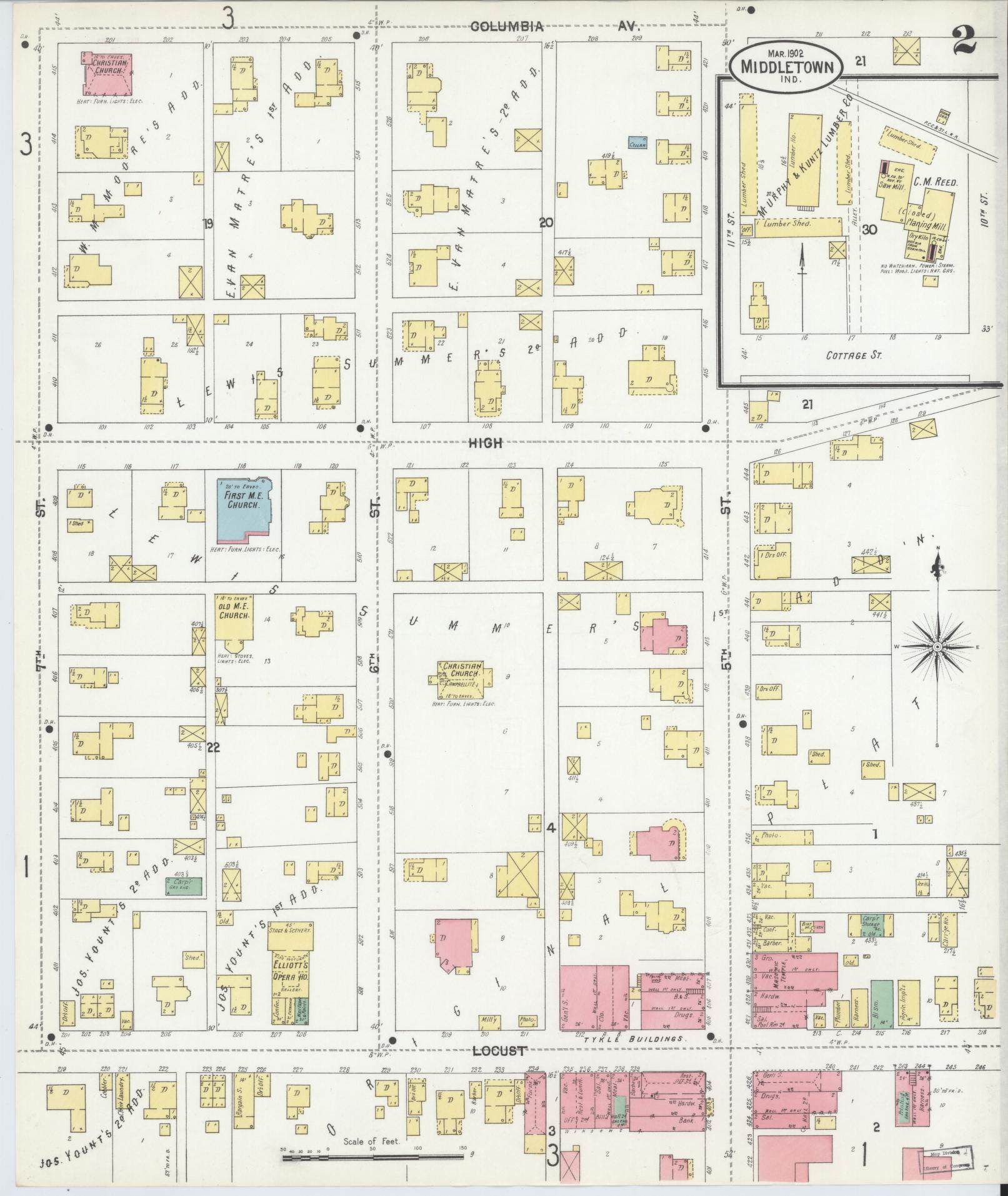 Sanborn Fire Insurance Map from Middletown, Henry County, Indiana (1902), Sheet #0002 - Complete Map Set gallery image, historic Sanborn map, vintage wall art, Indiana Indiana