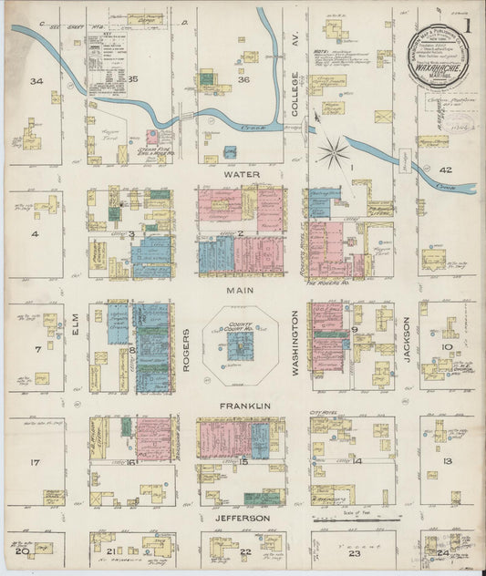 Sanborn Fire Insurance Map from Waxahachie, Ellis County, Texas (1885), Sheet #0001 - Historic Sanborn Fire Insurance Map Print, vintage old map wall art, antique decor, genealogy gift, Texas Texas map
