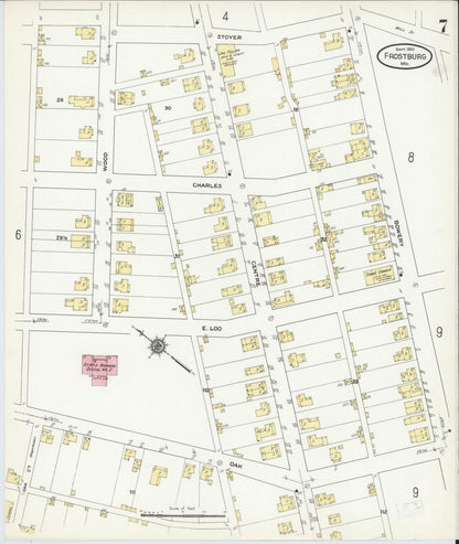 Sanborn Fire Insurance Map from Frostburg, Allegany County, Maryland (1910), Sheet #0007 - Complete Map Set gallery image, historic Sanborn map, vintage wall art, Maryland Maryland