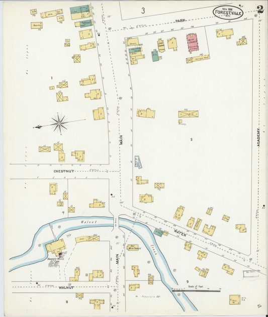 Sanborn Fire Insurance Map from Forestville, Chautauqua County, New York (1906), Sheet #0002 - Historic Sanborn Fire Insurance Map Print, vintage old map wall art, antique decor, genealogy gift, New York New York map