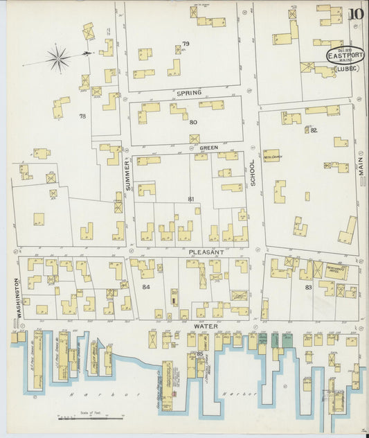 Sanborn Fire Insurance Map from Eastport, Washington County, Maine (1893), Sheet #0010 - Historic Sanborn Fire Insurance Map Print, vintage old map wall art, antique decor, genealogy gift, Maine Maine map
