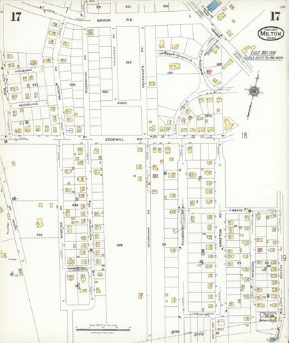 Sanborn Fire Insurance Map from Milton, Norfolk County, Massachusetts (1923), Sheet #0017 - Historic Sanborn Fire Insurance Map Print, vintage old map wall art, antique decor, genealogy gift, Massachusetts Massachusetts map