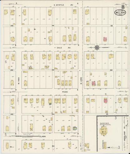 Sanborn Fire Insurance Map from Willard, Huron County, Ohio (1922), Sheet #0008 - Complete Map Set gallery image, historic Sanborn map, vintage wall art, Ohio Ohio