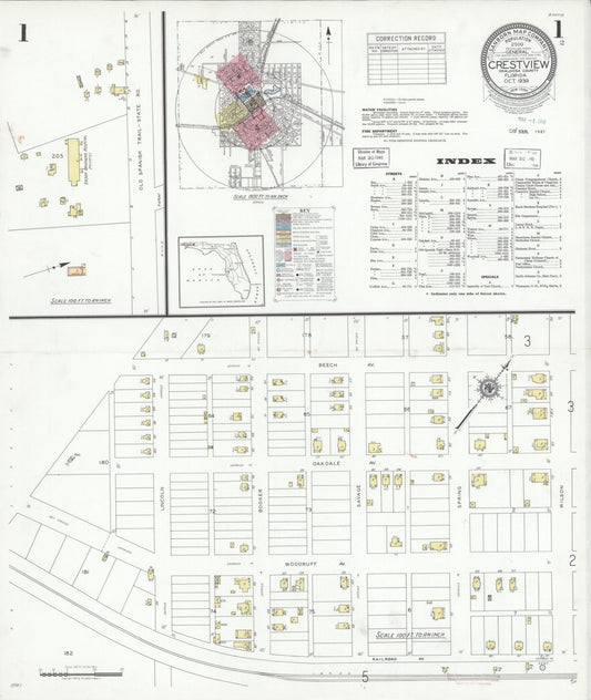 Sanborn Fire Insurance Map from Crestview, Okaloosa County, Florida. (1939) – Historic Sanborn Fire Insurance Map Print