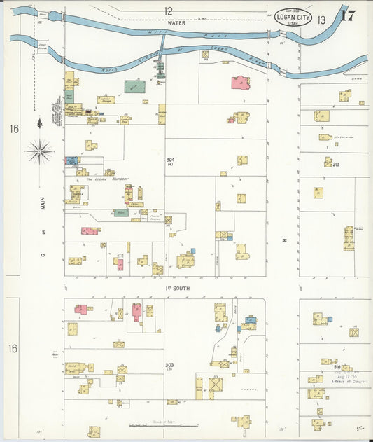Sanborn Fire Insurance Map from Logan, Cache County, Utah (1900), Sheet #0017 - Historic Sanborn Fire Insurance Map Print, vintage old map wall art, antique decor, genealogy gift, Utah Utah map