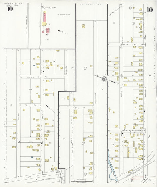 Sanborn Fire Insurance Map from Tupper Lake, Franklin County, New York (1934), Sheet #0010 - Historic Sanborn Fire Insurance Map Print, vintage old map wall art, antique decor, genealogy gift, New York New York map