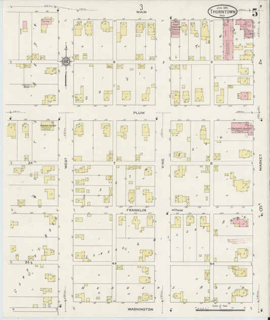 Sanborn Fire Insurance Map from Thorntown, Boone County, Indiana (1915), Sheet #0005 - Historic Sanborn Fire Insurance Map Print, vintage old map wall art, antique decor, genealogy gift, Indiana Indiana map